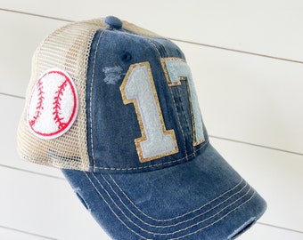 Baseball Gameday Hat with Varsity Letter or Number Patches  -  Custom Team Colors Game Day Ball Cap