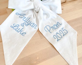 Monogrammed Linen Bouquet Wrap: Prom, HOCO, School Dance Sash