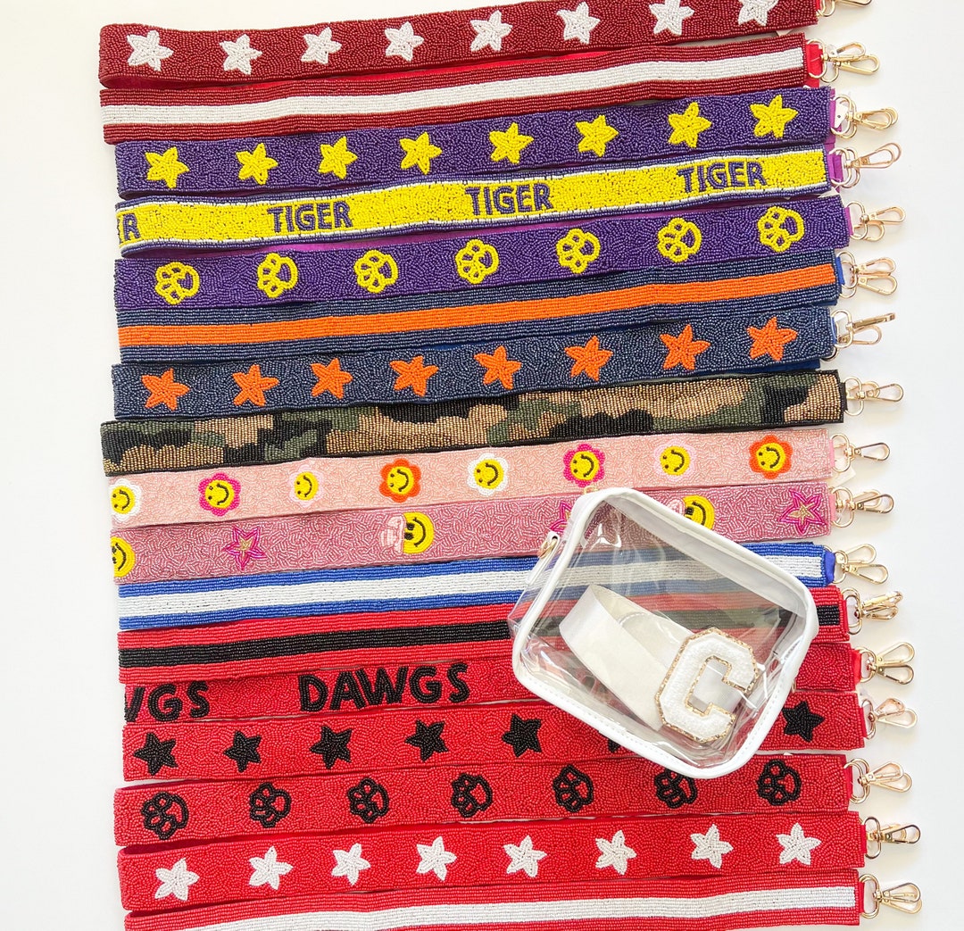 Beaded Guitar Strap Purse and Custom Patches Stadium or Concert Purse