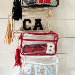 Clear Concert or Stadium Purse with Tassel Customized with Patches - Game Day Purse - Gifts for Her