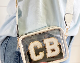 Custom Patch Clear Purse: White Stadium Concert Crossbody Bag
