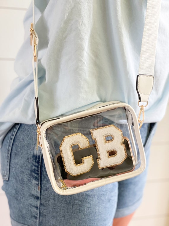 White Clear Purse With Custom Patches Stadium or Concert 