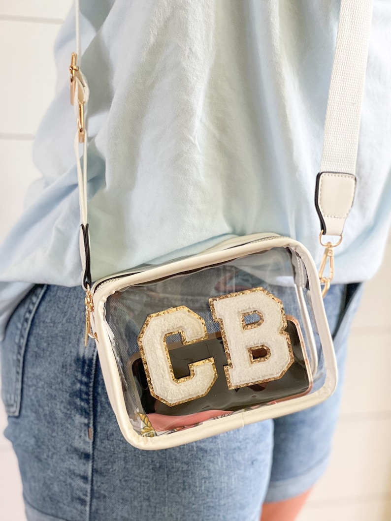 Bolso transparente con parche personalizado: bolso bandolera blanco para conciertos en estadios imagen 1