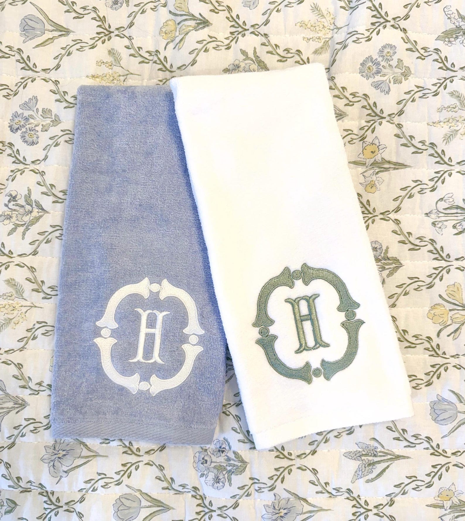 Guest Hand Towel With Monogram - Personalized Home Decor - White