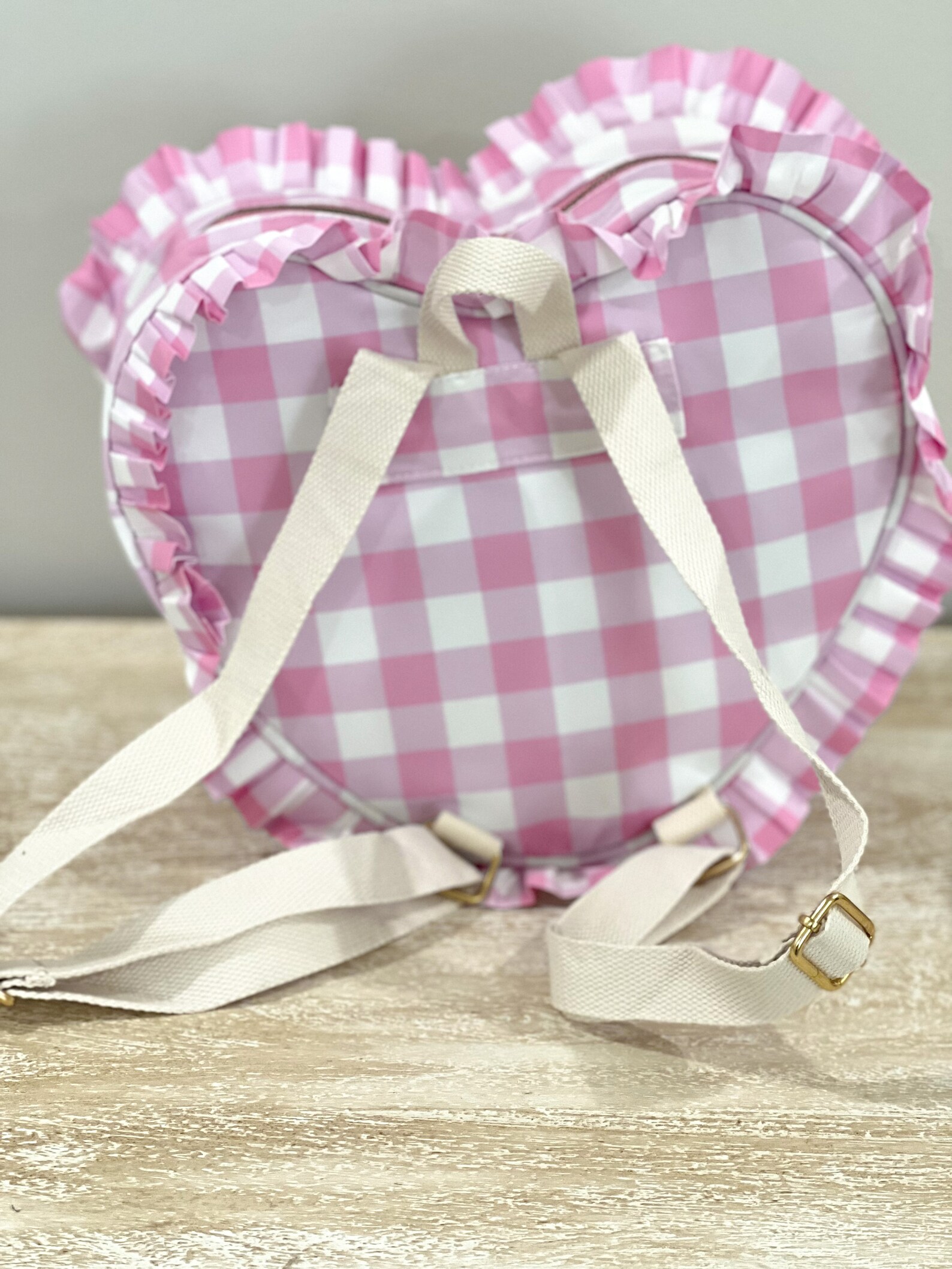 Pink Ruffle Heart Backpack With Chenille Varsity Letter Etsy