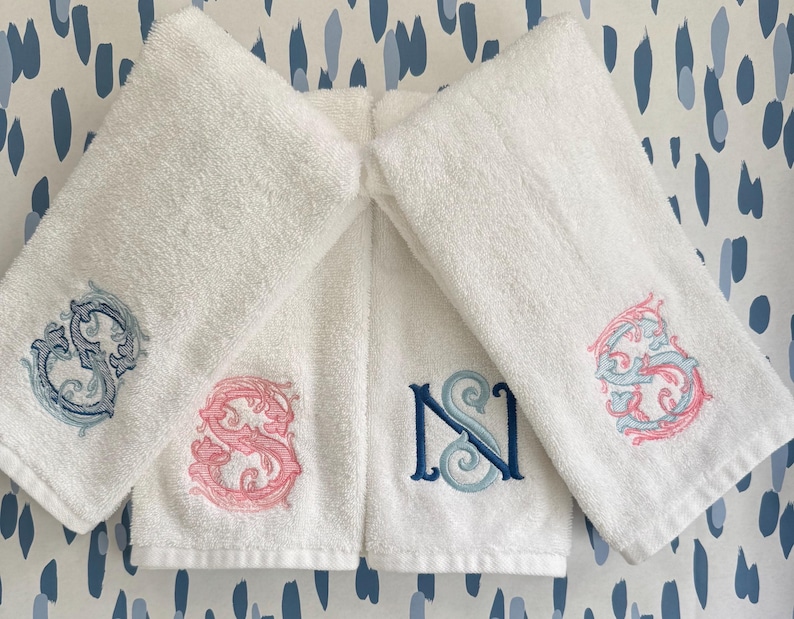 Guest Hand Towel With Embroidery - Grandmillenial Bathroom Decor Personalized image 6