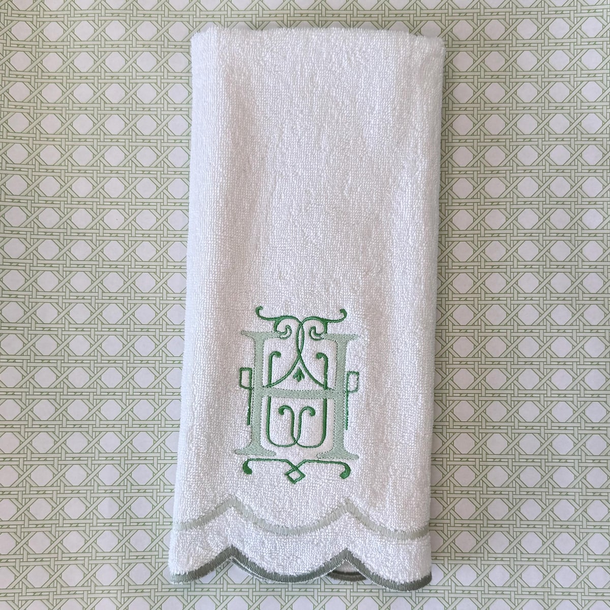 Scallop Hand Towel With Monogram - Bathroom Personalized Home Decor - Etsy