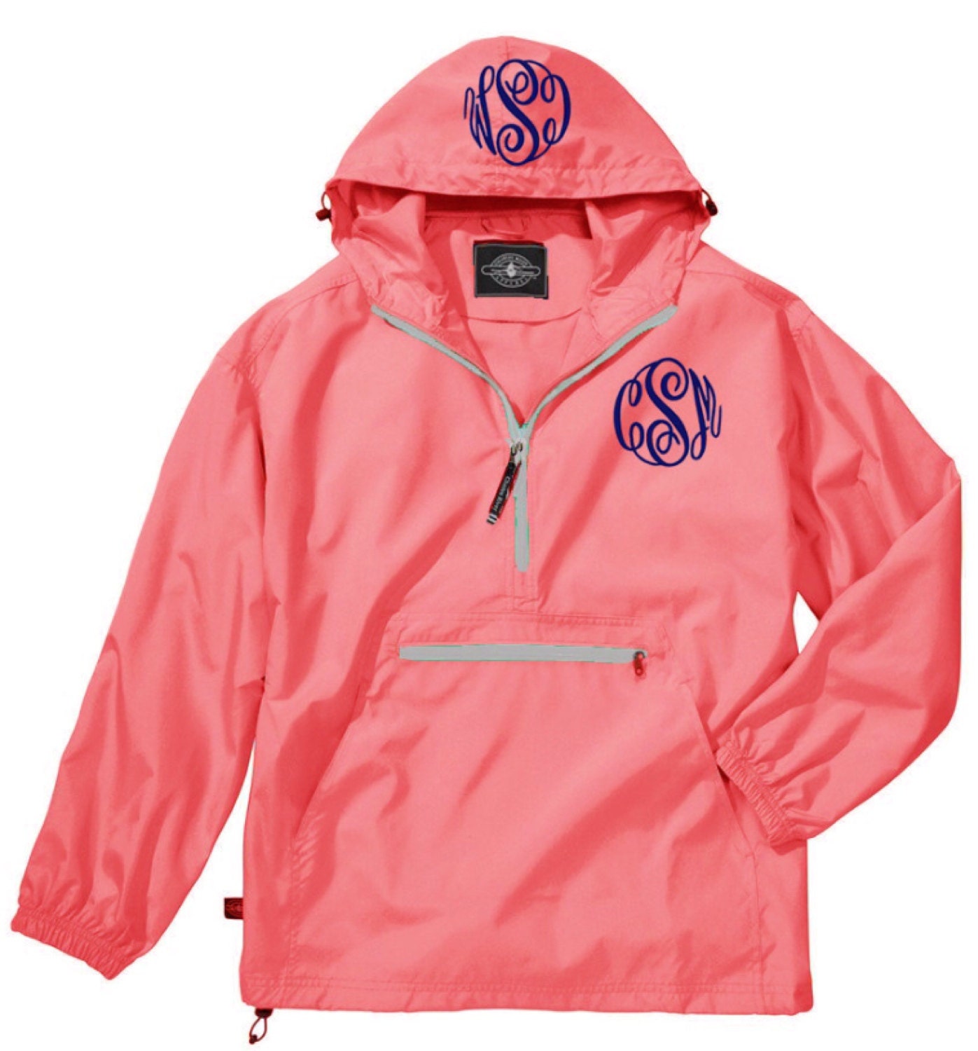 Quarter Zip Pullover Rain Jacket Personalized with Monogram Etsy