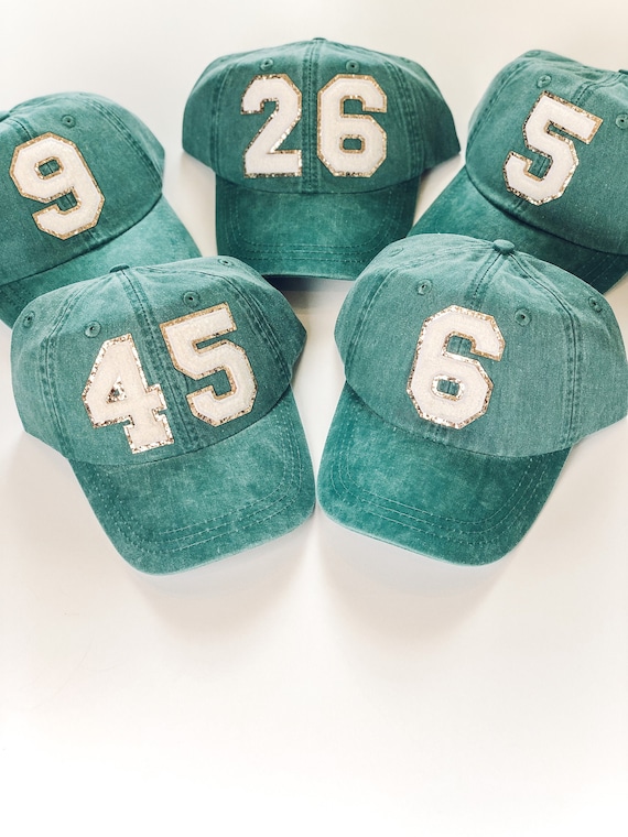 Custom Chenille Women\'s Number Dyed or Number Varsity Hat Pigment Team Ball Cap Hat Sports Patch Letter Etsy Cap Color Personalized 