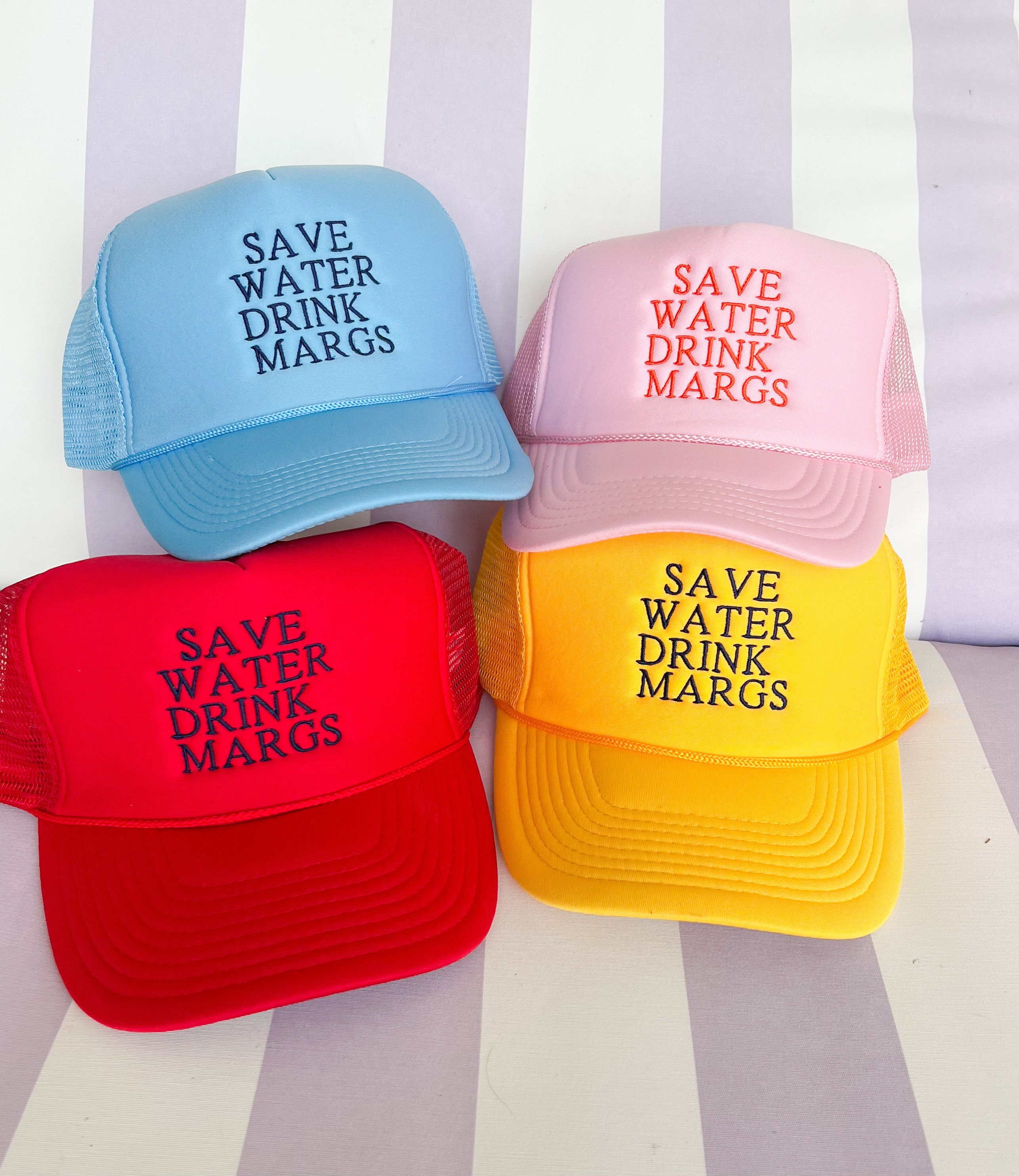 Trucker Hat Save Water Drink Margs - Custom Colors - Foam Vintage Trucker Hat Unisex Adult Size