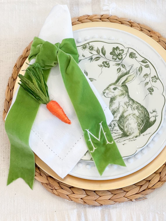 Monogram Velvet Ribbon Bow: Personalized Holiday Table Decor