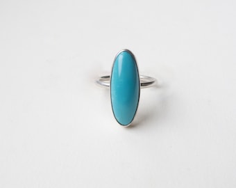 Large oval  turquoise cabochon ring set in sterling silver