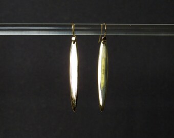 Blade of grass dangling earrings in your choice of metal, with sold gold wires