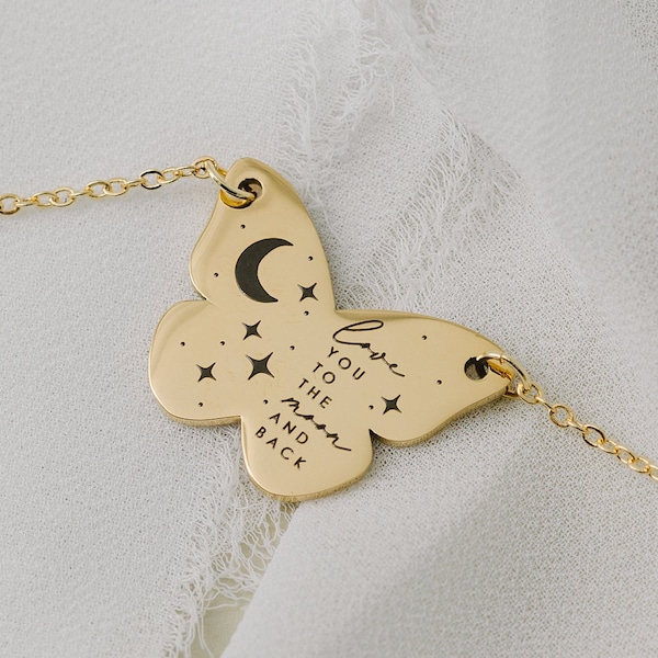 Butterfly Necklace, Love You To The Moon And Back Gift, Butterfly Gift, Love You To The Moon, Uplifting Jewelry, Meaningful Gift Idea