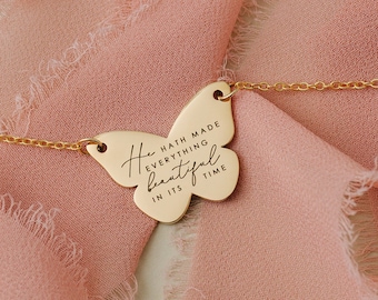 Butterfly Necklace, Ecclesiastes 3:11, Made Everything Beautiful, Scripture Necklace, Butterfly Gift, Uplifting Jewelry, Meaningful Gift