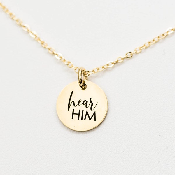 Hear Him Minimalist Necklace, Faith Jewelry, Christian Jewelry, Scripture Sayings, Missionary Gifts, Religious Jewelry, General Conference