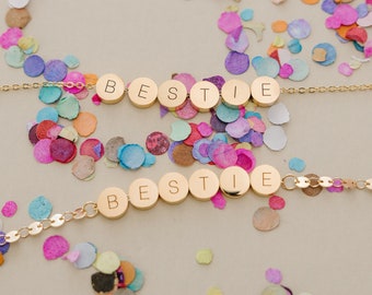 Bestie Friendship Bracelets, Bestie Friendship Necklace, Gold Friendship Bracelet, Bestie Gift, BFF Bracelet Gold, Eras Tour Bracelet Bestie