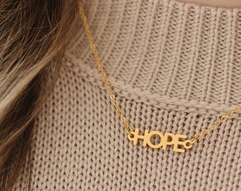 HOPE - Minimalist Word Charm, Hope Charm, Hope Necklace, Word Charm Necklace, Word Charm Bracelet, Names Necklace, Word Necklace