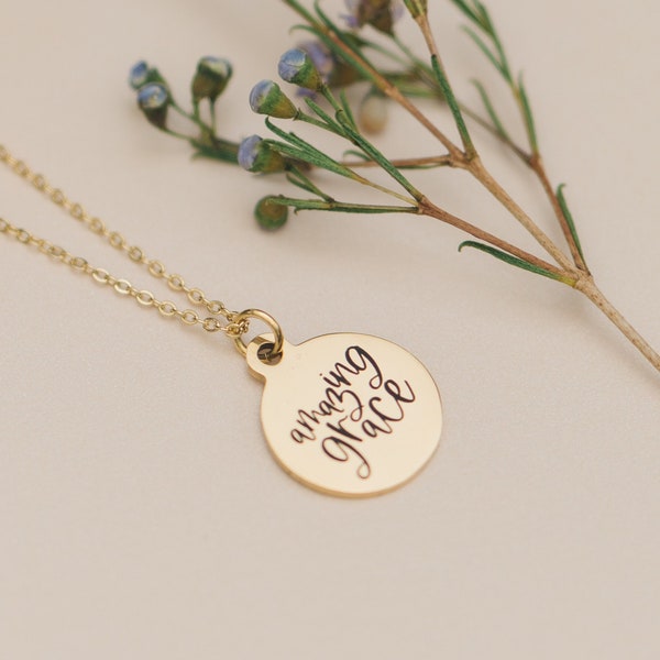 Amazing Grace | Uplifting Christian Jewelry, LDS, Hymn Necklace, Faith Jewelry, Ministering Gift, Faith Gift Idea, Missionary Gift