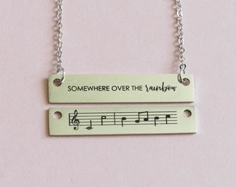 Somewhere Over The Rainbow REVERSIBLE Necklace, Wizard of Oz, Musical Necklace, Musical Gift Idea, Theatre Lover Gift, Rainbow Oz Music