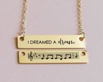 I Dreamed A Dream REVERSIBLE Necklace, Les Miserables, Musical Necklace, Musical Gift Idea, Theatre Lover Gift, Dreamed Dream Musical,