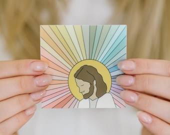 Vinyl Sticker, The Lord Is My Light, Savior Drawing Sticker, Rainbow Jesus Sticker, Inspirational Sticker, High Quality Sticker, LDS