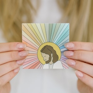 Vinyl Sticker, The Lord Is My Light, Savior Drawing Sticker, Rainbow Jesus Sticker, Inspirational Sticker, High Quality Sticker, LDS image 1