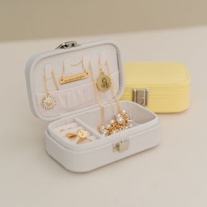 Minimalist Buckle Jewelry Case, Yellow and Gray, Travel Jewelry Box, Jewelry Box, Yellow Jewelry Box, Gray Jewelry Case, Jewelry Box