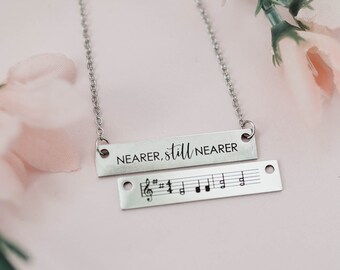 Nearer Still Nearer, Reversible Hymn Necklace, LDS Gift Idea, Musical Necklace, Christian Jewelry, Faith Jewelry, Missionary, LDS, Hymn