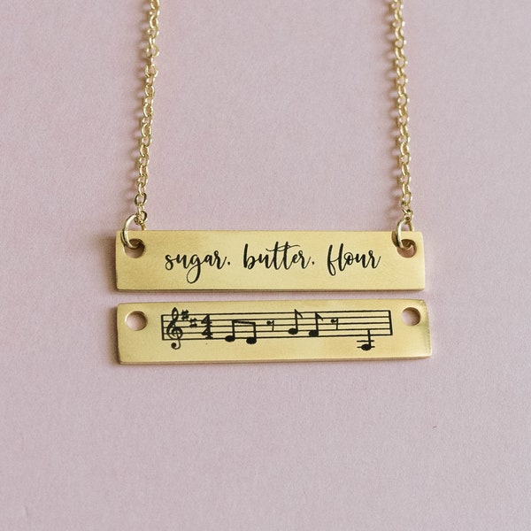 Sugar, Butter, Flour, (Reversible Necklace) WAITRESS THEMED NECKLACE, Musical Gift, Friendship, Musical Theatre Gift, Music Notes, Waitress