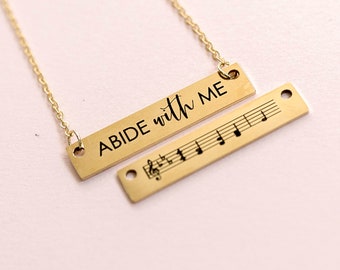 Abide With Me, Reversible Hymn Necklace, LDS Gift Idea, Musical Necklace, Christian Jewelry, Music Lovers Gift, Faith Jewelry, Missionary