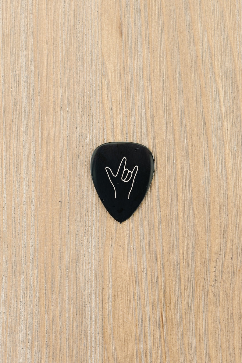 I Love You Guitar Pick, ILY Sign Language Guitar Pick For Him, Stocking Stuffer For Him, Sign Language Guitar Pick, Guitar Gift, Father Gift image 2