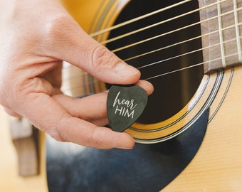 Hear Him Guitar Pick, Guitar Pick For Him, Stocking Stuffer For Him, Christian Guitar Pick, Hear Him Gift, Father Gift, LDS Gift Hear Him