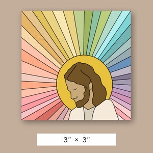 Vinyl Sticker, The Lord Is My Light, Savior Drawing Sticker, Rainbow Jesus Sticker, Inspirational Sticker, High Quality Sticker, LDS image 2