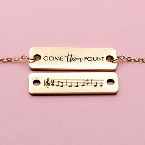 Bracelet | Come Thou Fount, Reversible Hymn, Faith Gift, Musical Necklace, Christian Jewelry, Music Lovers Gift, Faith, Hymns, LDS, Hymns