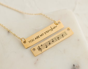 Reversible You Are My Sunshine Necklace, Meaningful Gift Necklace, Mother Gift, Faith Gift, Music Note Necklace, LDS Gift, Sunshine Necklace