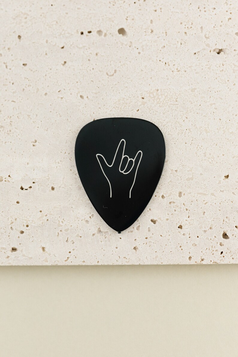 I Love You Guitar Pick, ILY Sign Language Guitar Pick For Him, Stocking Stuffer For Him, Sign Language Guitar Pick, Guitar Gift, Father Gift image 3