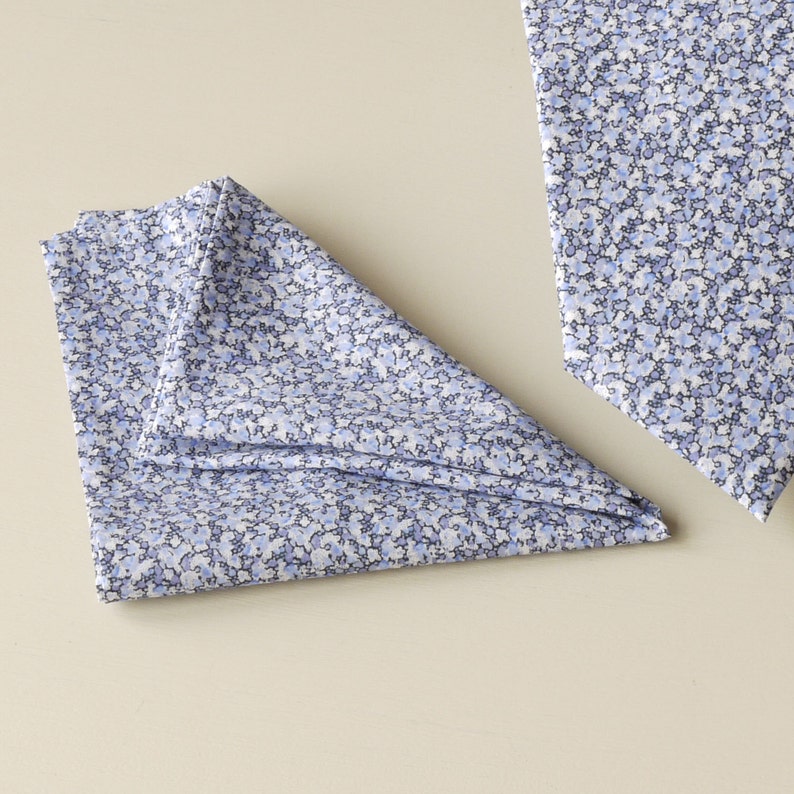 Liberty Pepper tana lawn Liberty print pocket square blue cotton handkerchief Blue pocket square