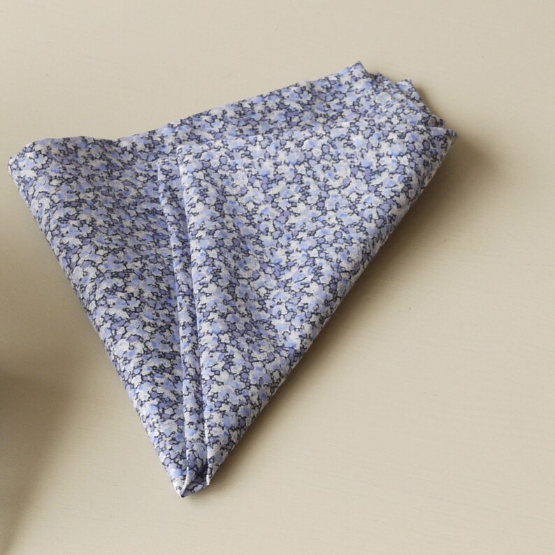 Liberty Pepper tana lawn Liberty print pocket square blue cotton handkerchief Blue pocket square
