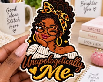 Black Girl Magic Embroidered Patch, Unapologetically Me Afro Woman Iron On Badge, Leopard Print Glasses Jacket Tag