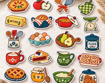 Cottagecore Baking Embroidered Patch, Vintage Kitchen Iron On Badge, Cute Food Applique, Chef Apron Tote Bag Tag