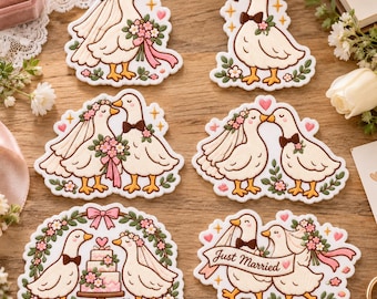 Wedding Duck Embroidered Patch, Cute Bride Groom Iron On Badge, Romantic Animal Applique, Bridal Shower Tote Bag Tag