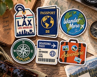 Travel Passport Embroidered Patch, Wanderlust Boarding Pass Iron On Badge, Airplane Luggage Tag, Adventure Backpack Label, Farewall Gift