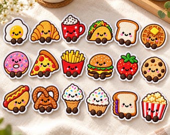 Kawaii Food Embroidered Patch Set, Cute Snack Iron On Badge Collection, Funny Dessert Applique, Kids Backpack Tag