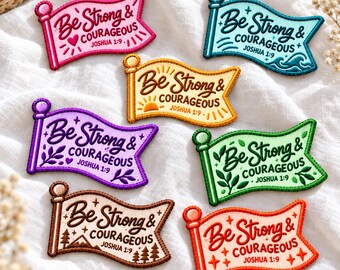 Christian Bible Verse Embroidered Patches, Joshua 1 9 Iron On Applique, Motivational Pennant Emblem, Sew On Hook And Loop, Faith Backpack