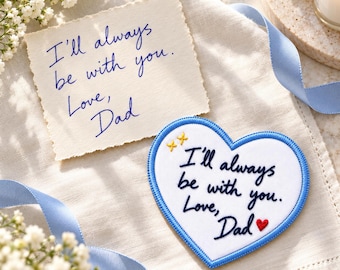 Personalized Handwriting Note Embroidered Patch, Custom Actual Handwritten Message Iron On Badge, Memorial Keepsake Gift Applique