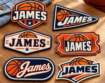 Personalized Basketball Name Embroidered Patch, Custom Team Player Iron On Badge, Sports Gear Applique, Varsity Letter Tag