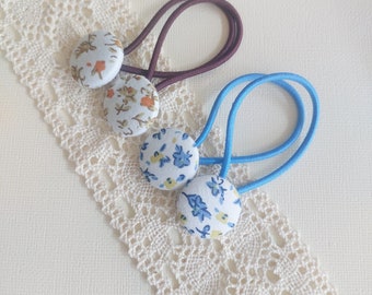 Children/girl/ everyday hair tie  - garden floral fabric covered button hair tie