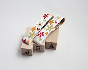 Children hair clip - Woven ribbon lined clips