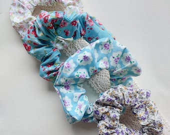 Cotton fabric Scrunchies - Blue